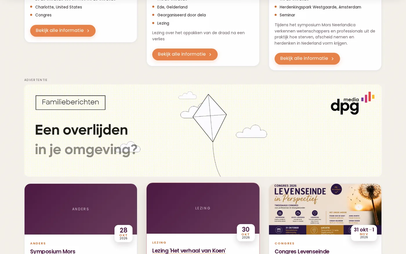 Een banner in de brancheagenda van Uitvaart-Platform.nl