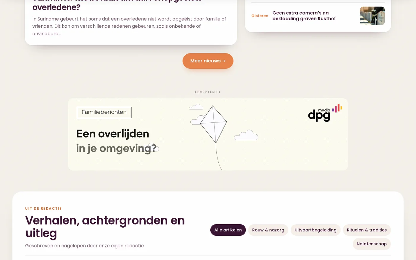 Een banner op de homepage van Uitvaart-Platform.nl