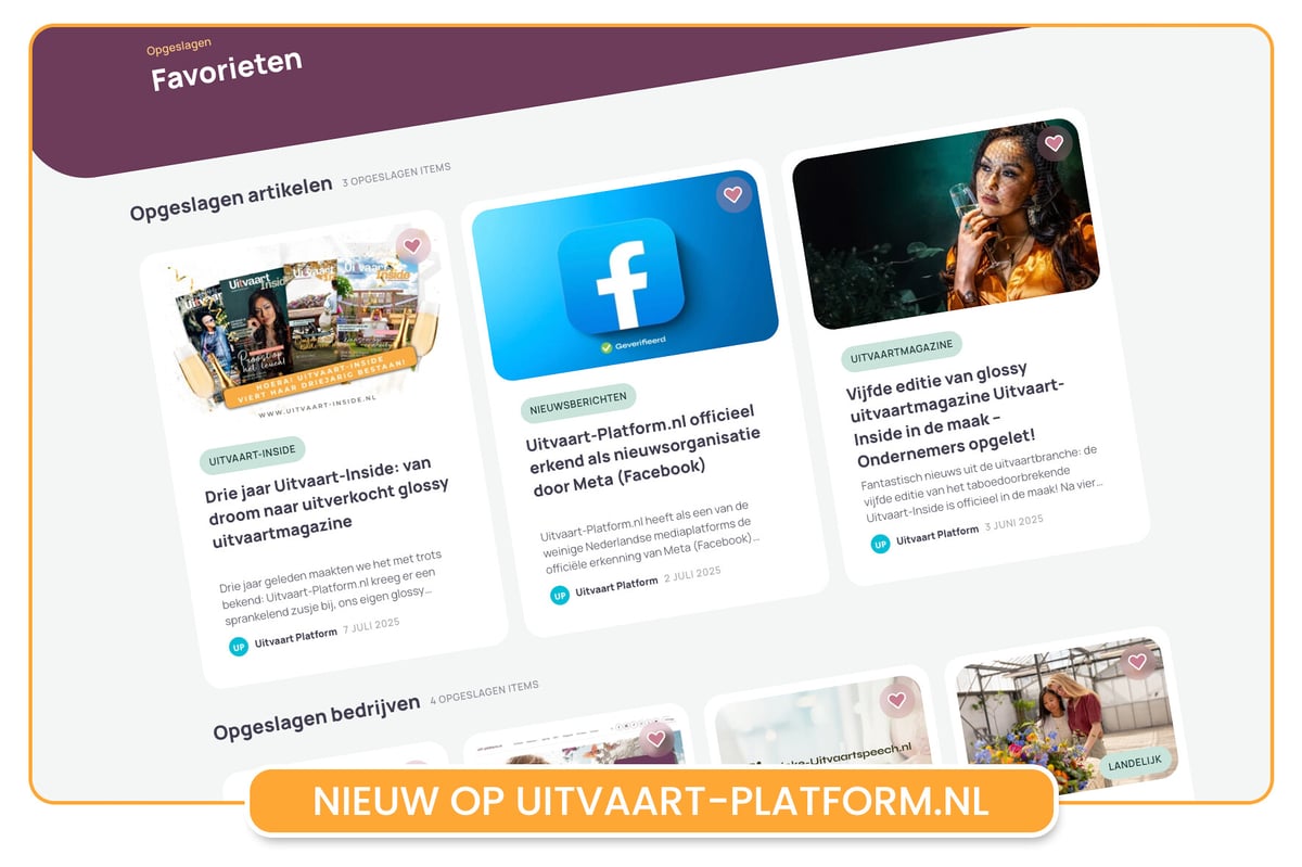 Nieuw: Bewaar jouw favorieten op Uitvaart-Platform.nl met één klik