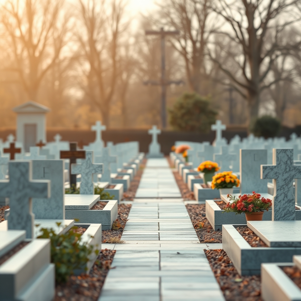 een rustig beeld van een joodse begraafplaats in Nederland met verschillende graven en een metaheerhuisje